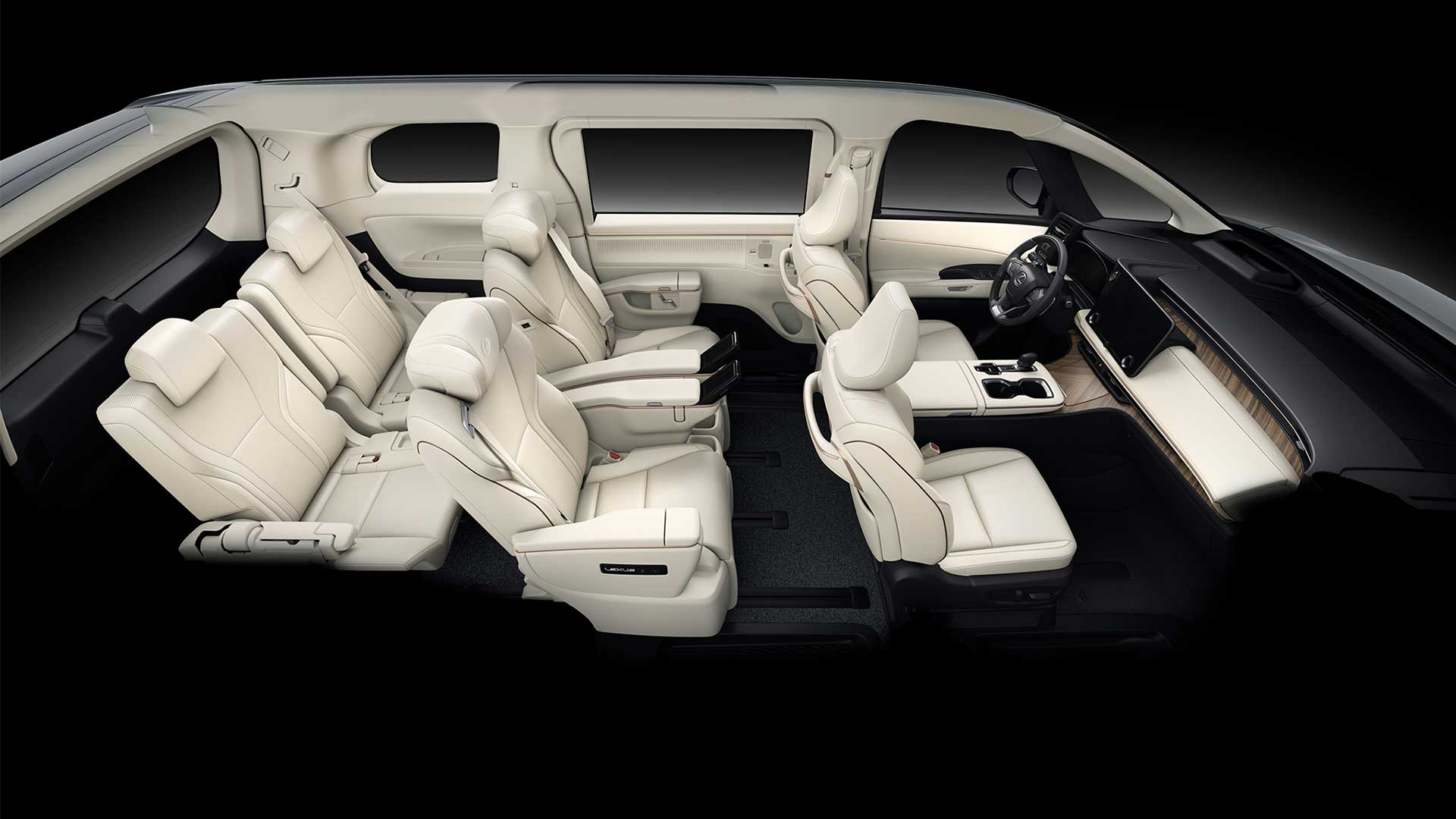 Lexus LM 350h. Interior cutaway.