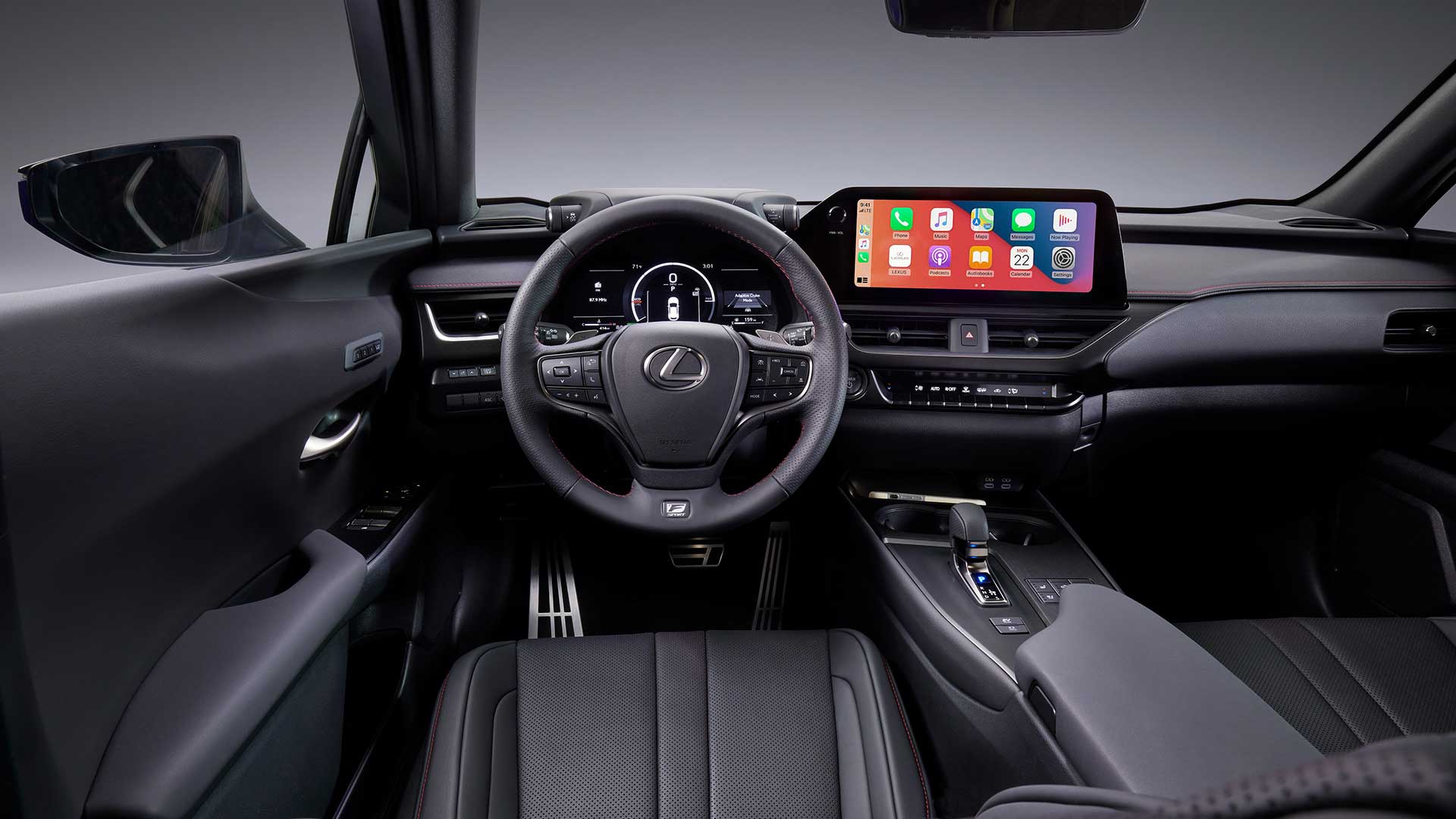 Interior now features a 12.3-inch instrument cluster together with 12.3-inch infotainment display. Overseas pre-production model shown. Australian grades, features & specifications may differ. See your Lexus dealer for details.