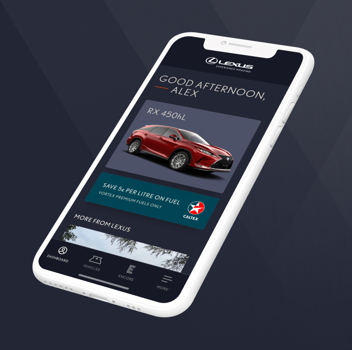 A view of the Lexus app on a smartphone