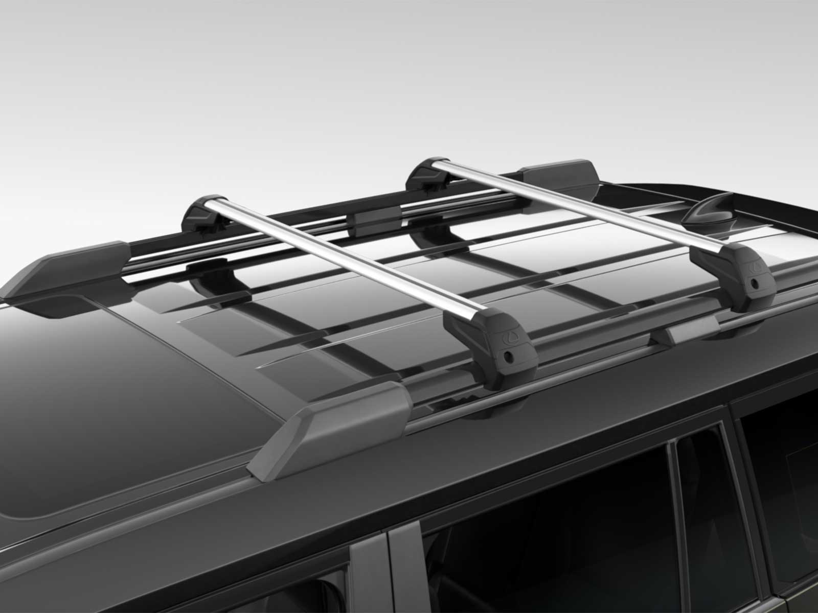 Close-up shot of Lexus GX roof fitted with optional bridge roof rack accessory